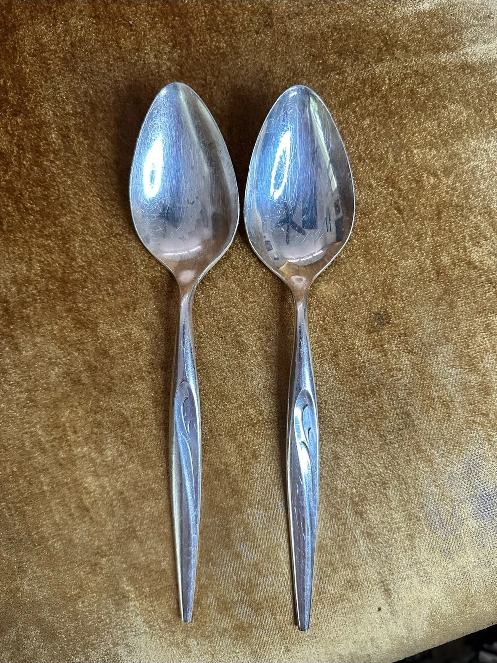 Vintage 60s Oneida Community Flight Serving Spoons Pair - Silver Plated